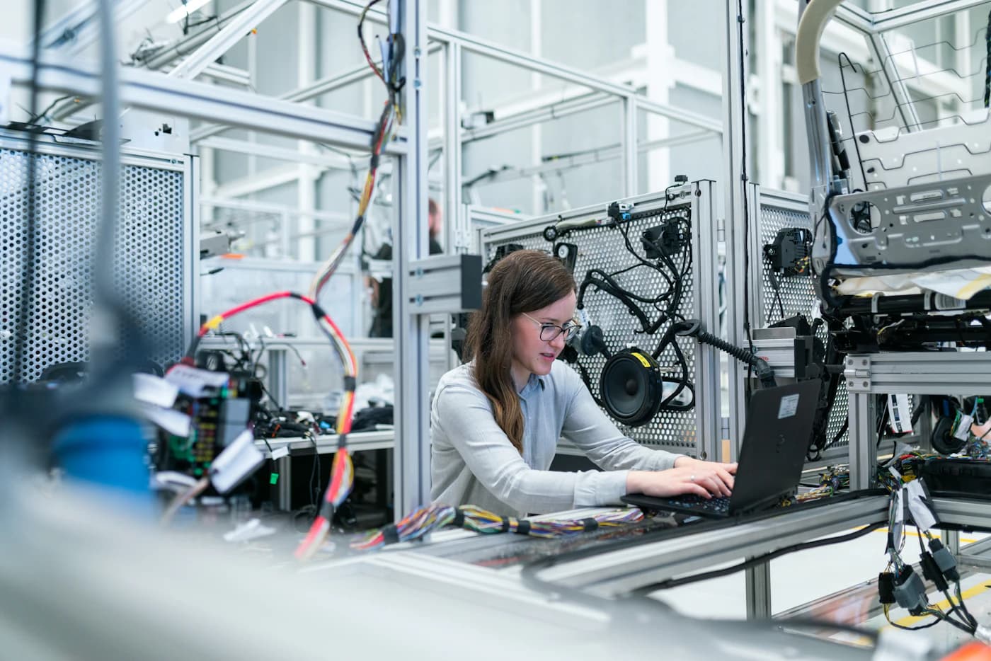 Technician working on a production line